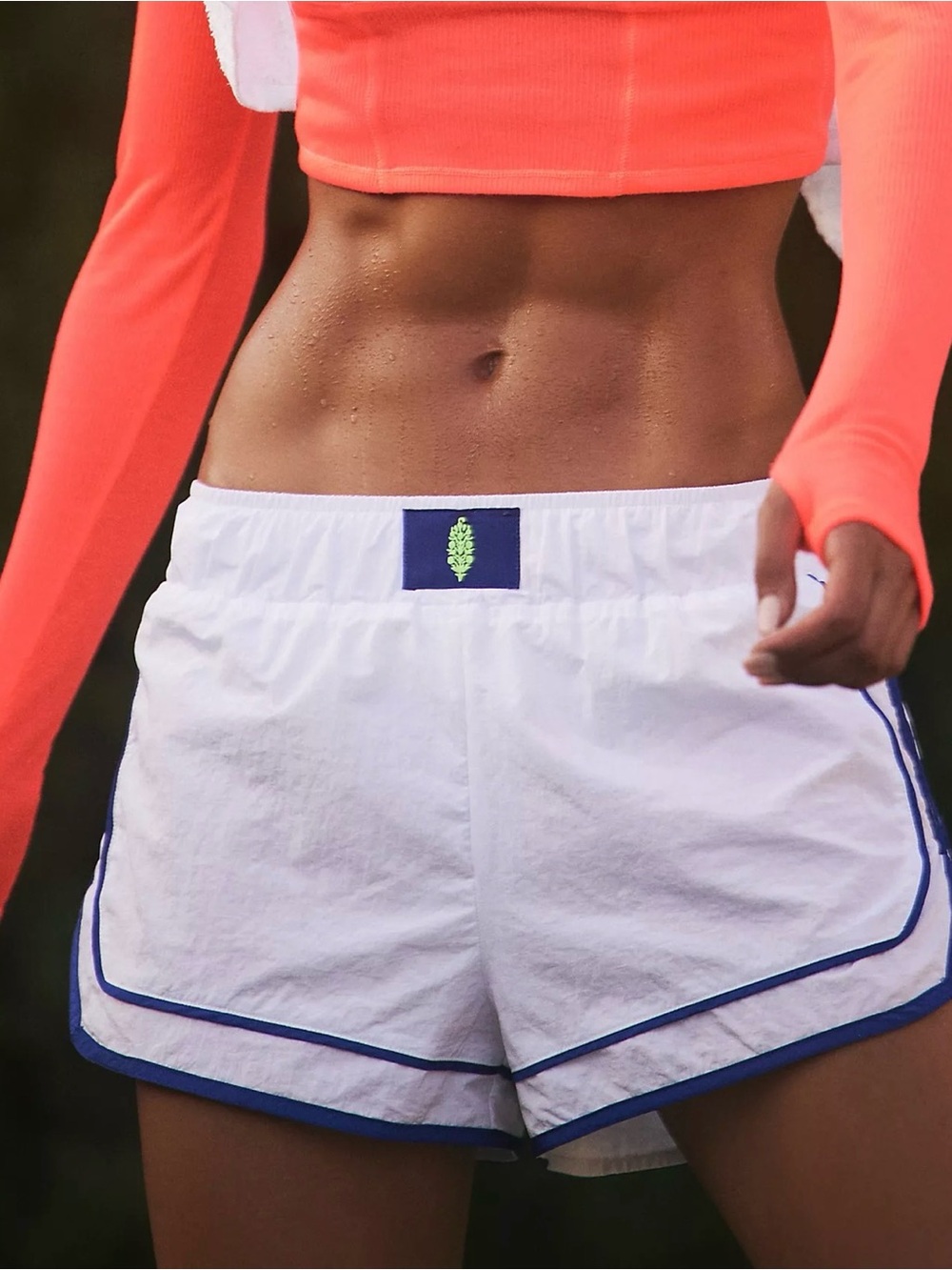 Free People Movement New Varsity Blues Shorts White Combo